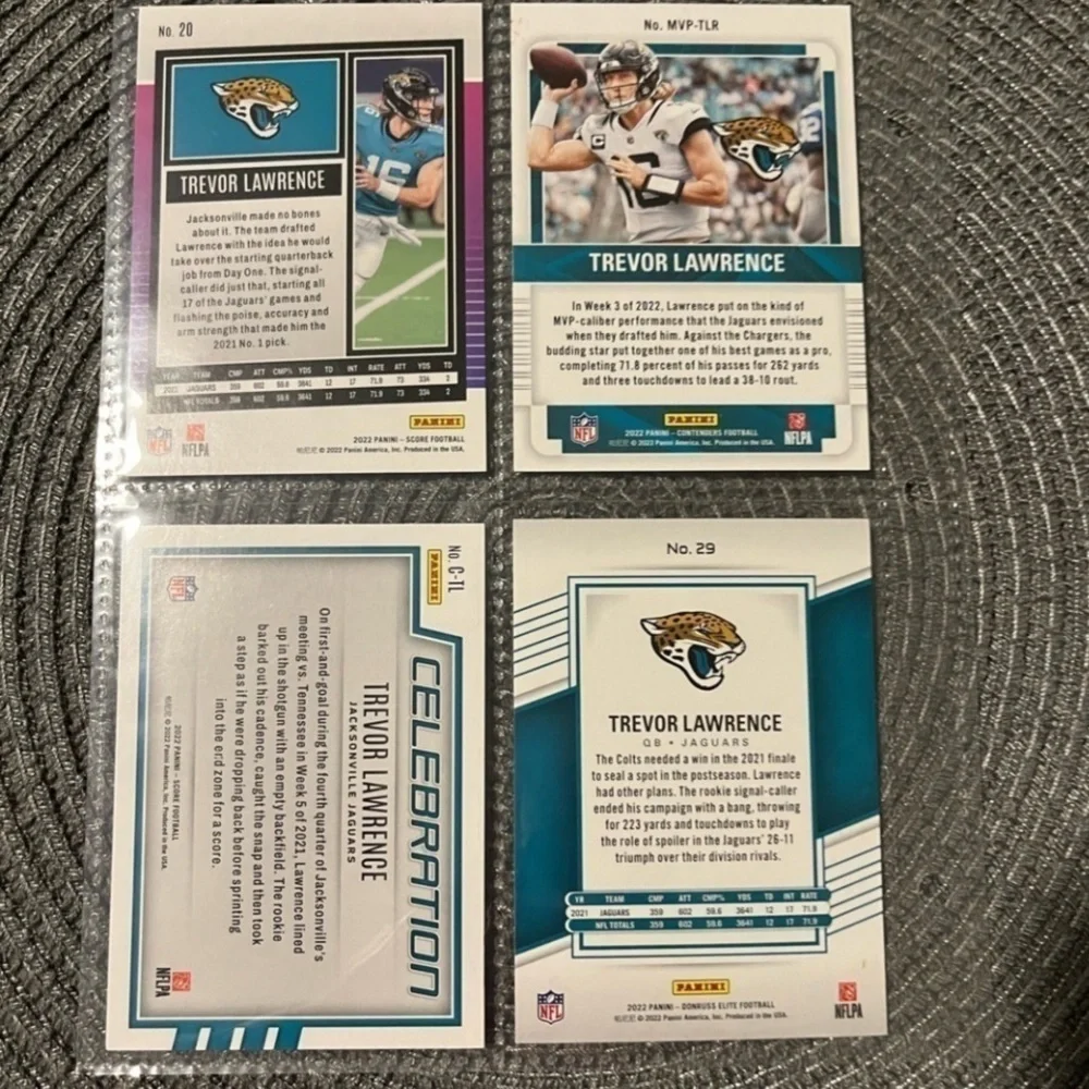 ⭐️🏈 Trevor Lawrence NFL Football Card Collection, Set of 4 (ST4)